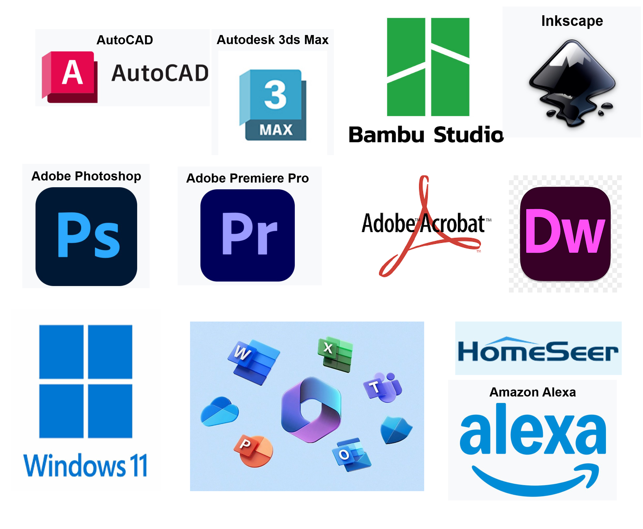 Modelling, Animation, Office software and AI